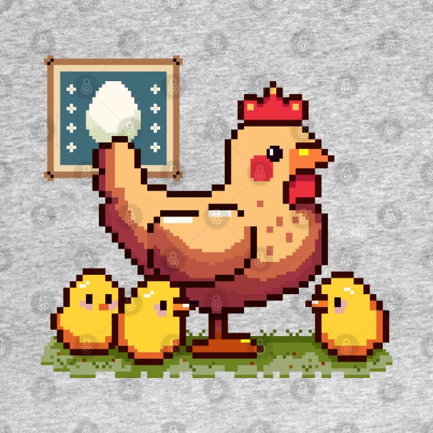 Mommy hen with chicks | Pixel art by LettyDreams